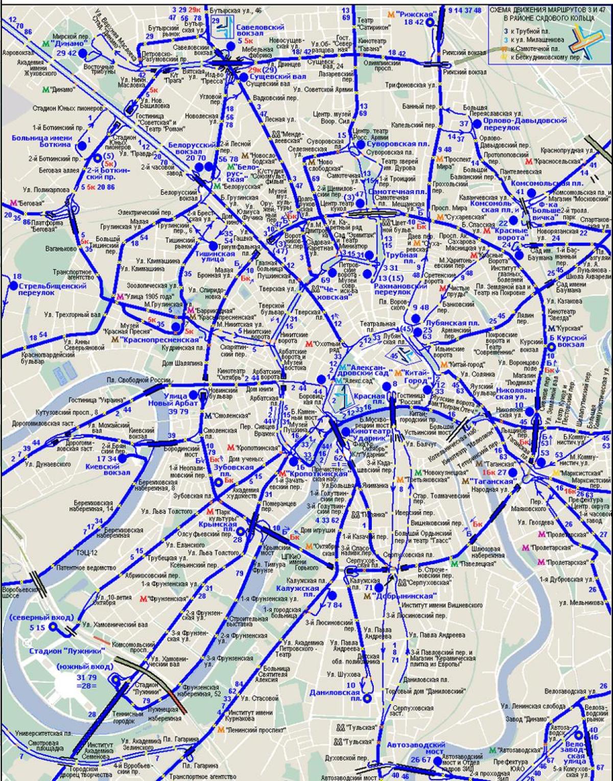 نقشه از مسکو اتوبوس برقی