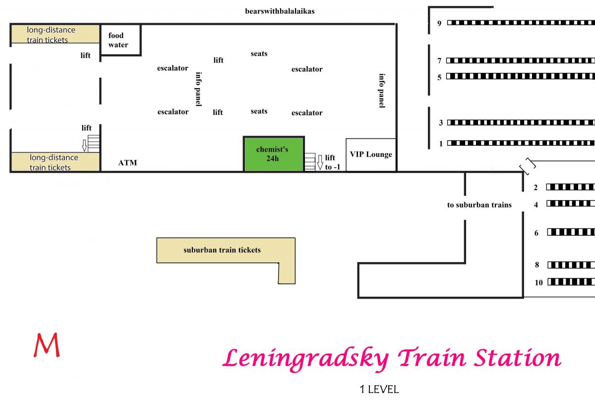 نقشه Leningradsky ایستگاه مسکو