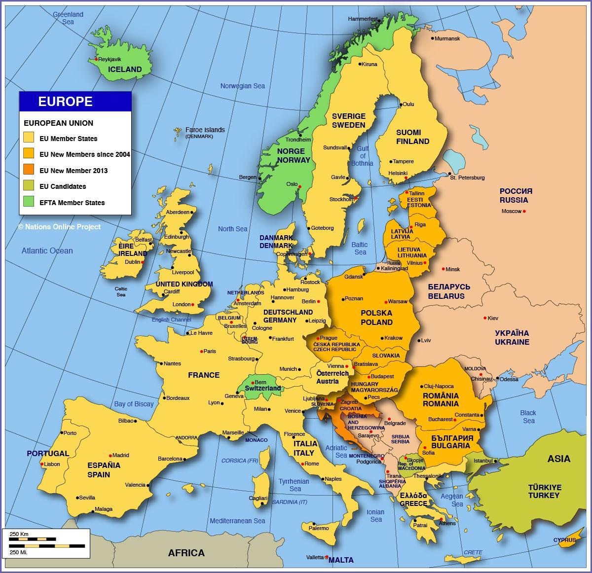 مسکو در نقشه اروپا