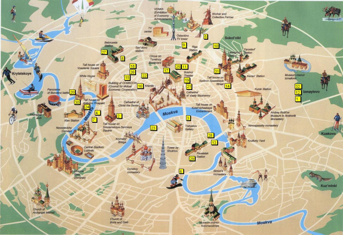 نقشه سیاحتی و گردشگری مسکو